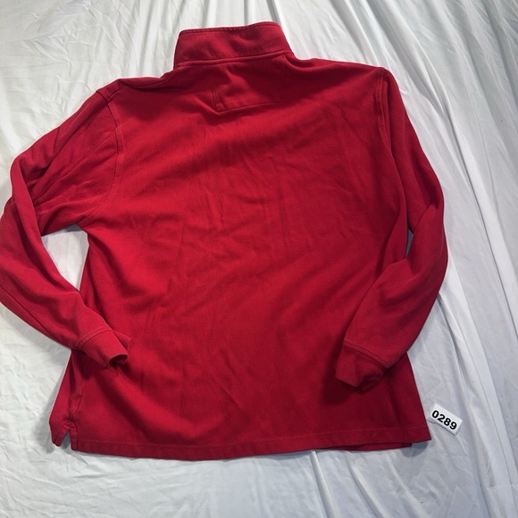 Chaps XXL Mens 1/4 Zip Pullover Red Long Sleeve w/ Blue Logo 100% Cotton - Picture 7 of 7